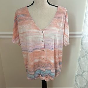 Zac & Rachel  multi colored “pucker knit” top. Size XL. NWT.